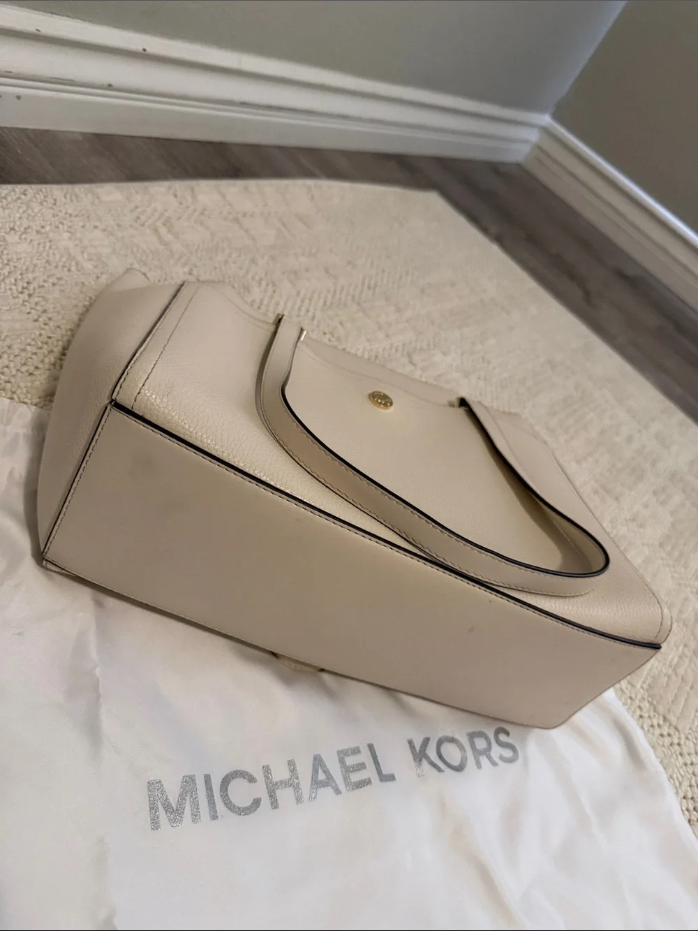 Michael Kors Ivory Pebbled Leather Tote with Crossbody Strap